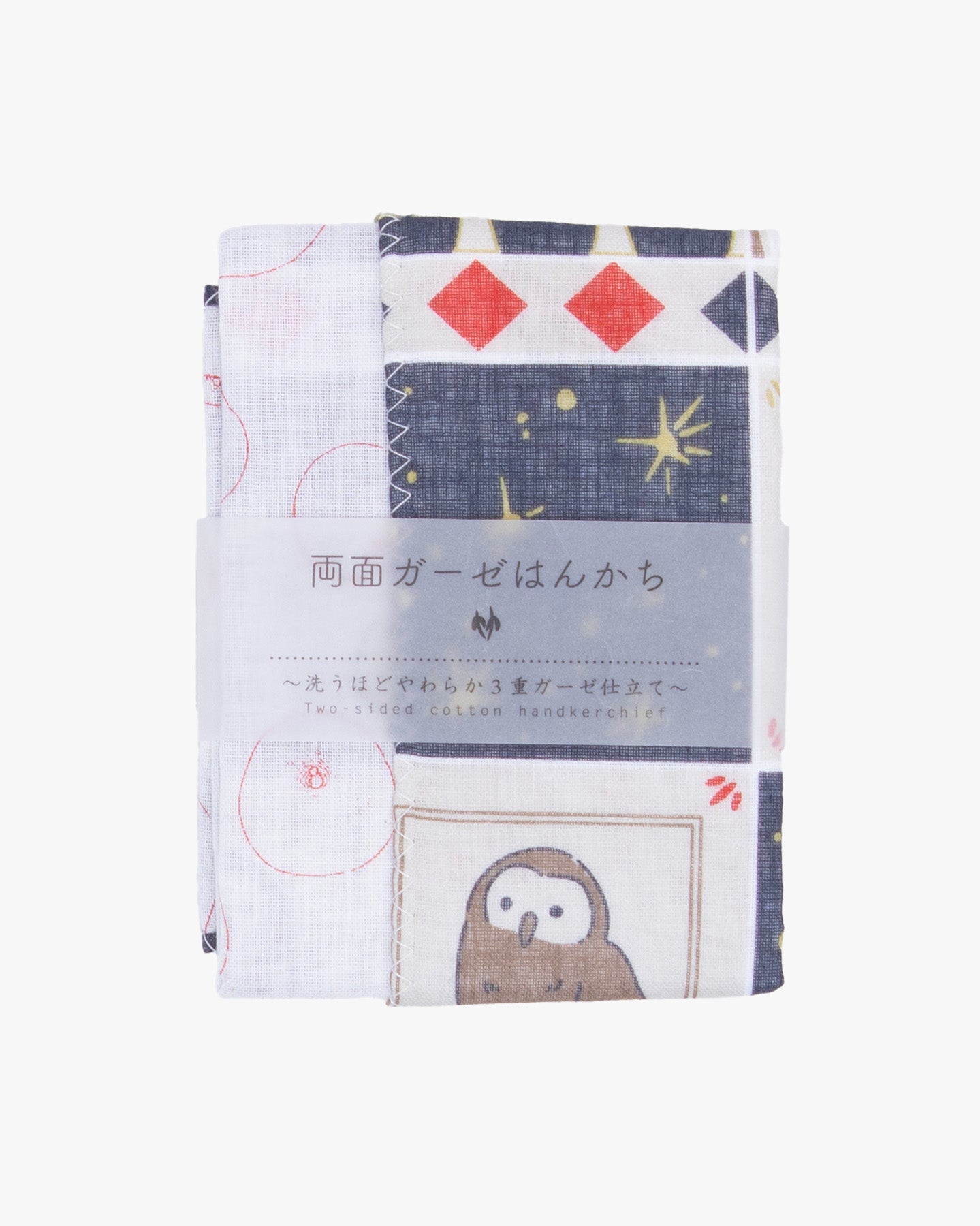 Kurochiku, Two-Sided Cotton Handkerchief, Owl