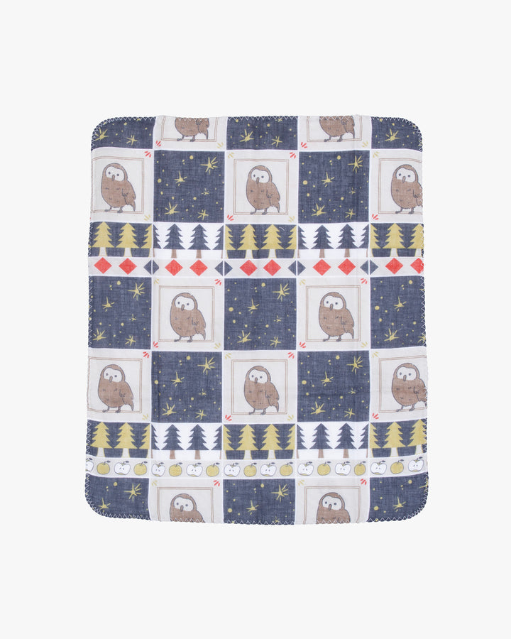 Kurochiku, Two-Sided Cotton Handkerchief, Owl