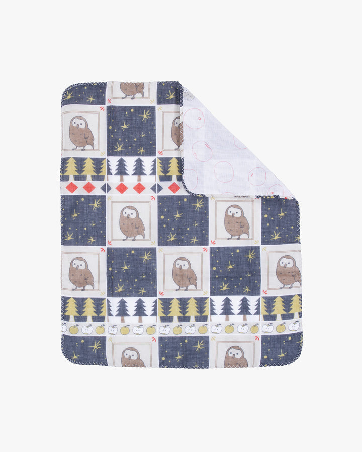 Kurochiku, Two-Sided Cotton Handkerchief, Owl