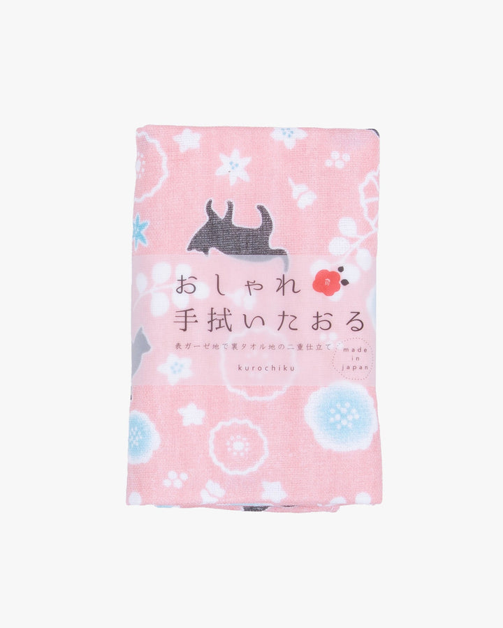 Kurochiku,  Cotton Towel, Cat and Flowers
