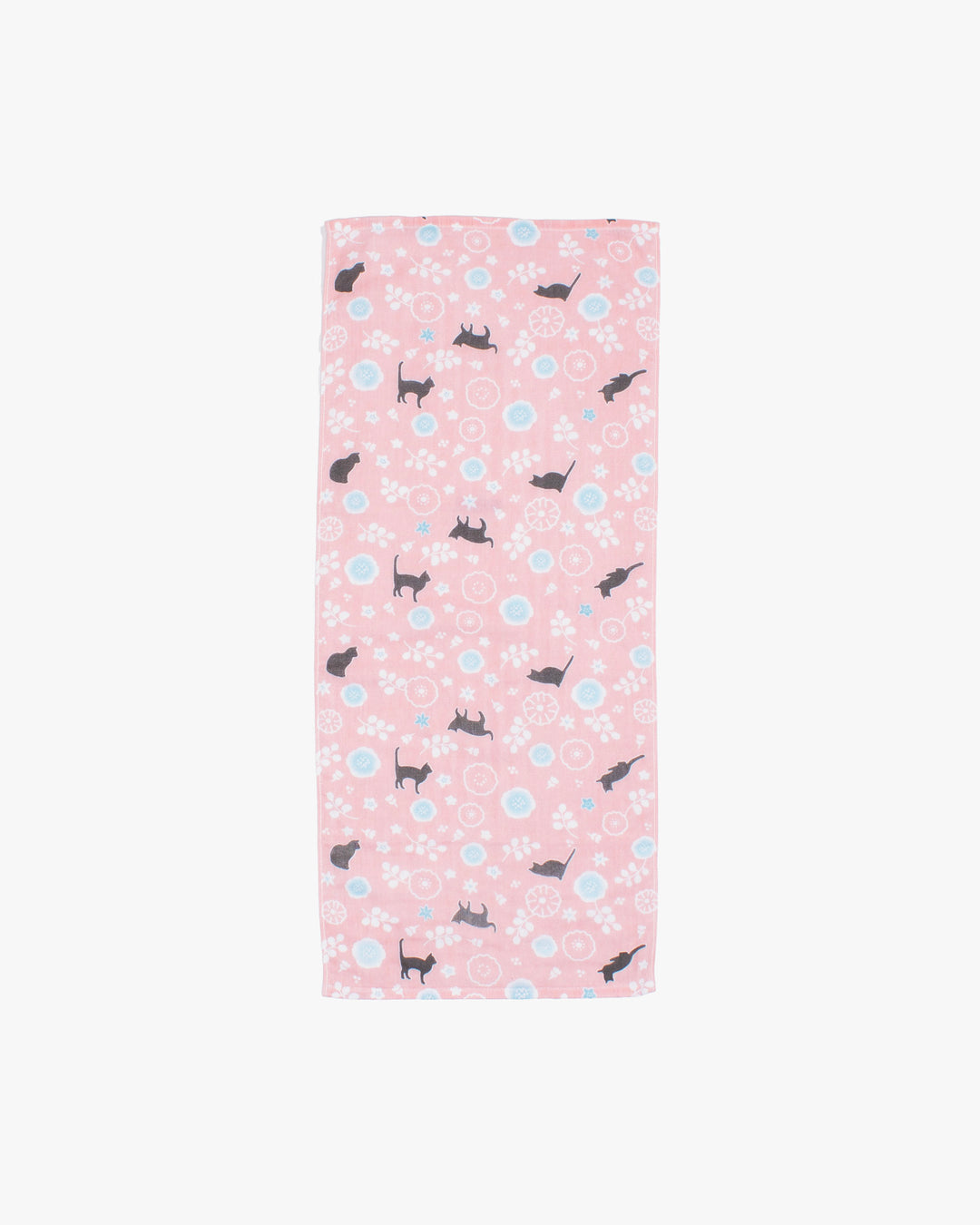 Kurochiku,  Cotton Towel, Cat and Flowers