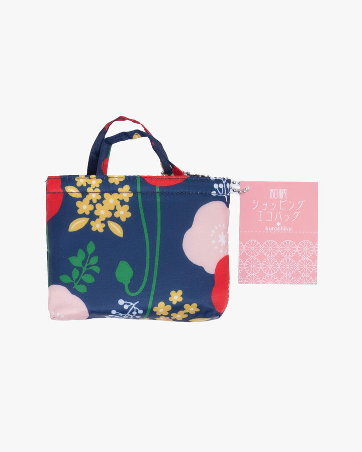 Kurochiku, Shopping Bag, Navy Flowers