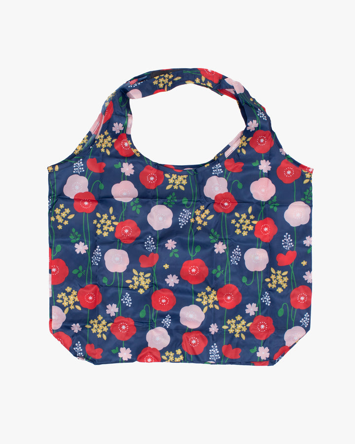 Kurochiku, Shopping Bag, Navy Flowers