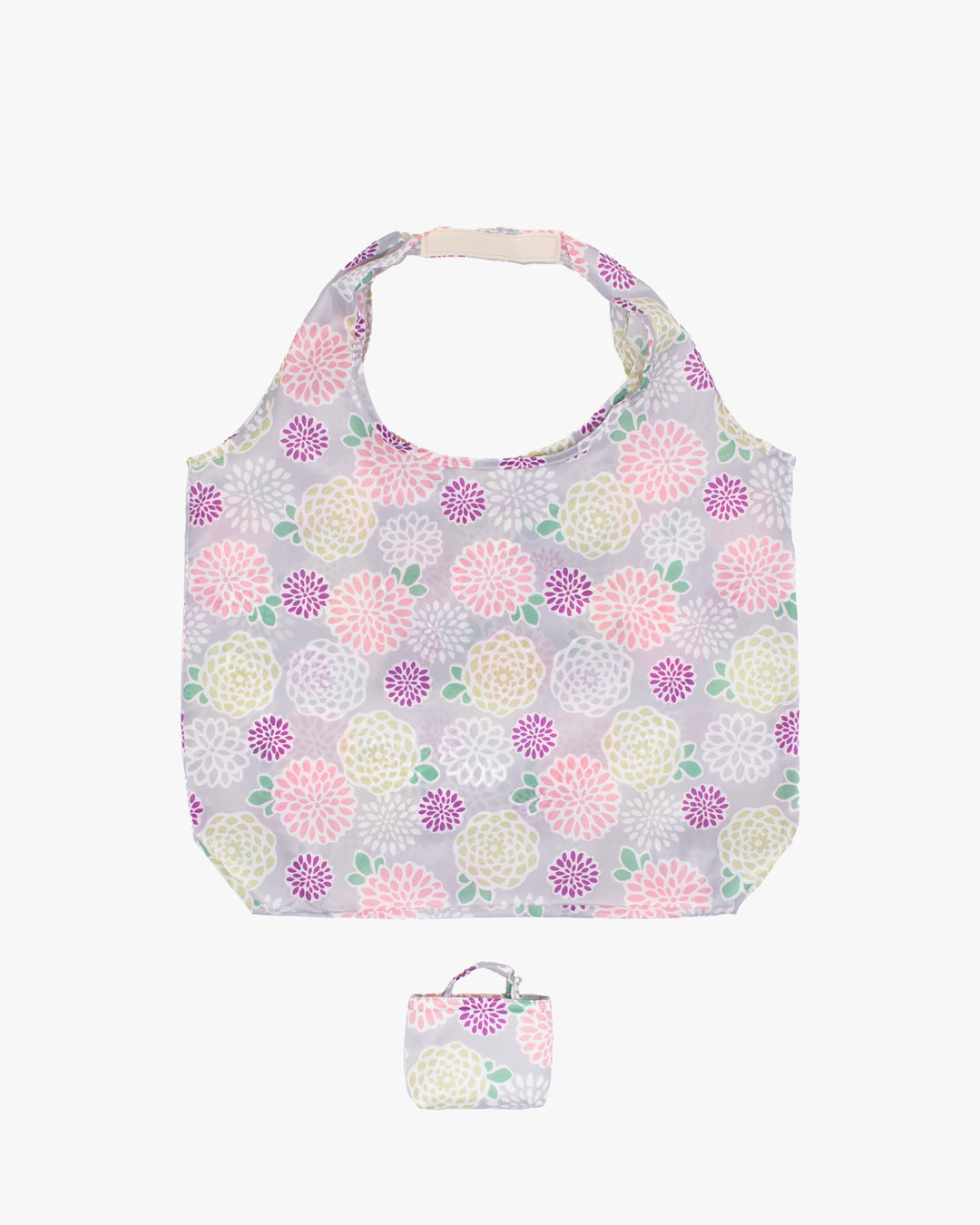 Kurochiku, Shopping Bag, Grey with Colorful Flowers