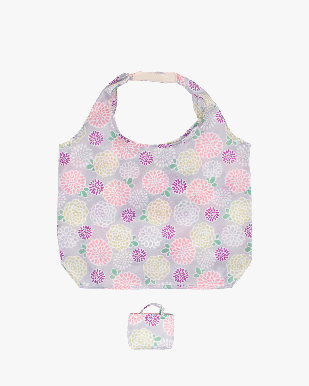 Kurochiku, Shopping Bag, Grey with Colorful Flowers