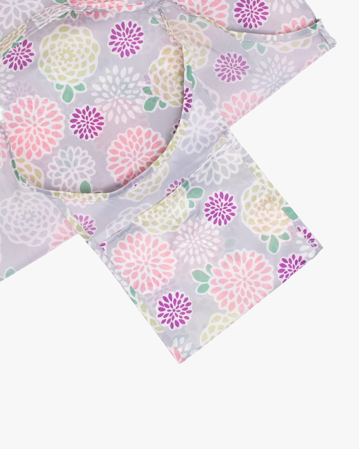 Kurochiku, Shopping Bag, Grey with Colorful Flowers