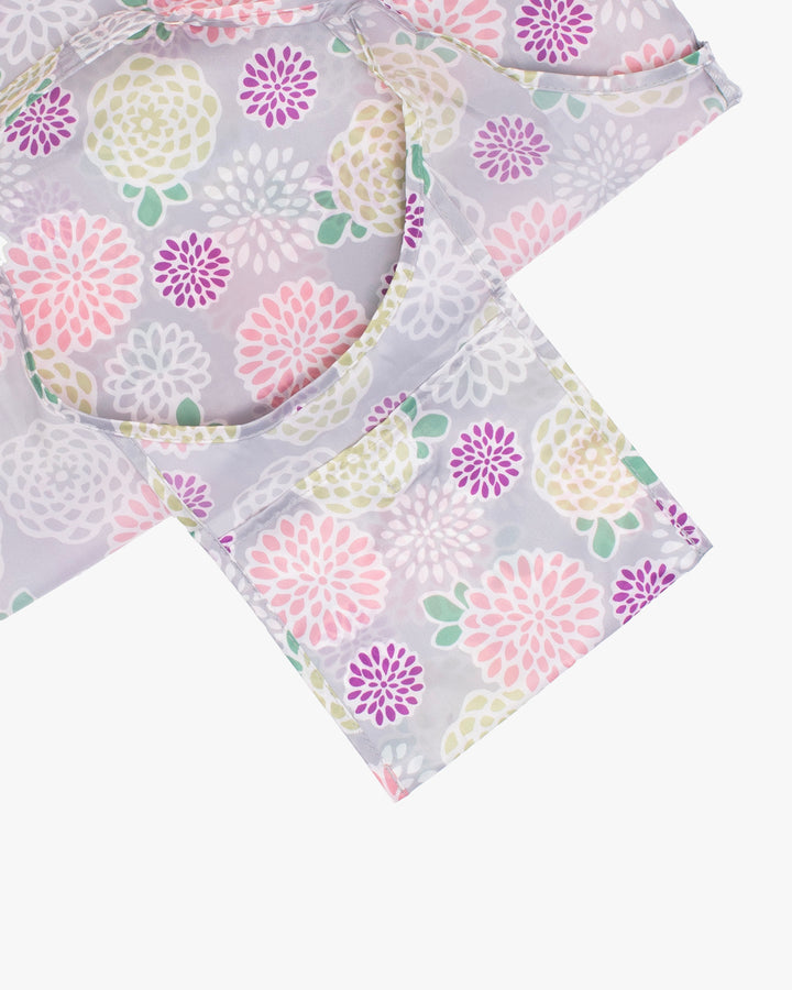 Kurochiku, Shopping Bag, Grey with Colorful Flowers