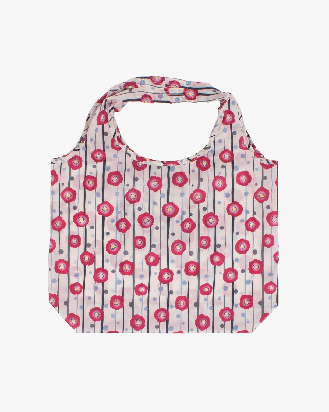 Kurochiku, Shopping Bag, Beige with Red Flowers