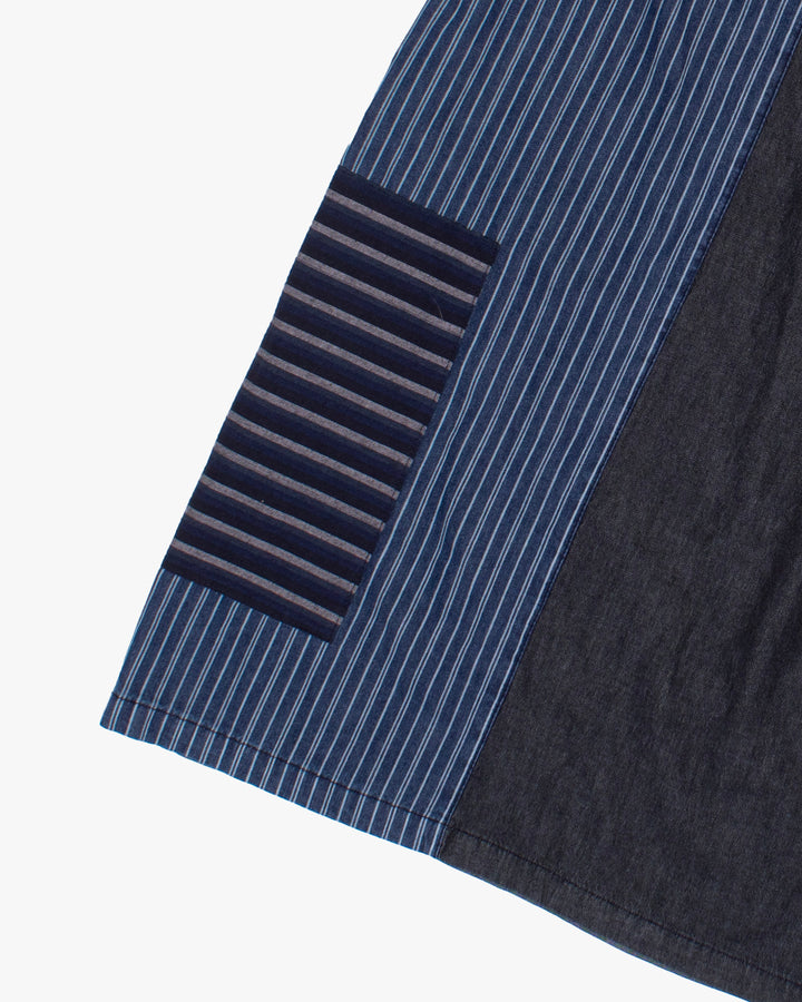 Kiriko Custom Wide Leg Pants, Washed Indigo and Charcoal Patched