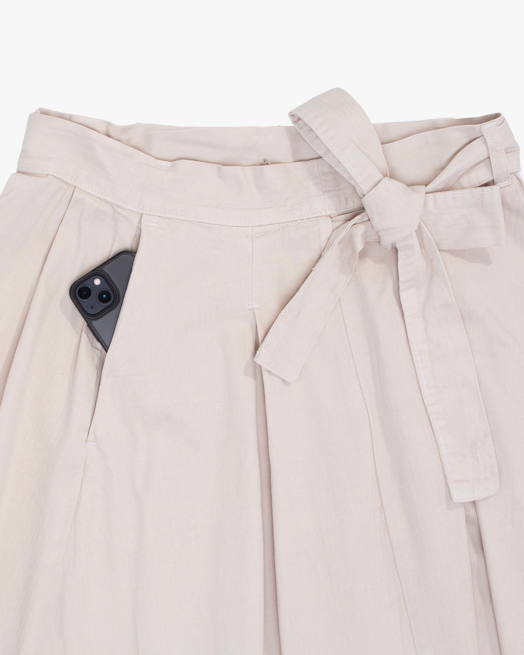 Prospective Flow Wrap Skirt, Kyu, Natural Herringbone