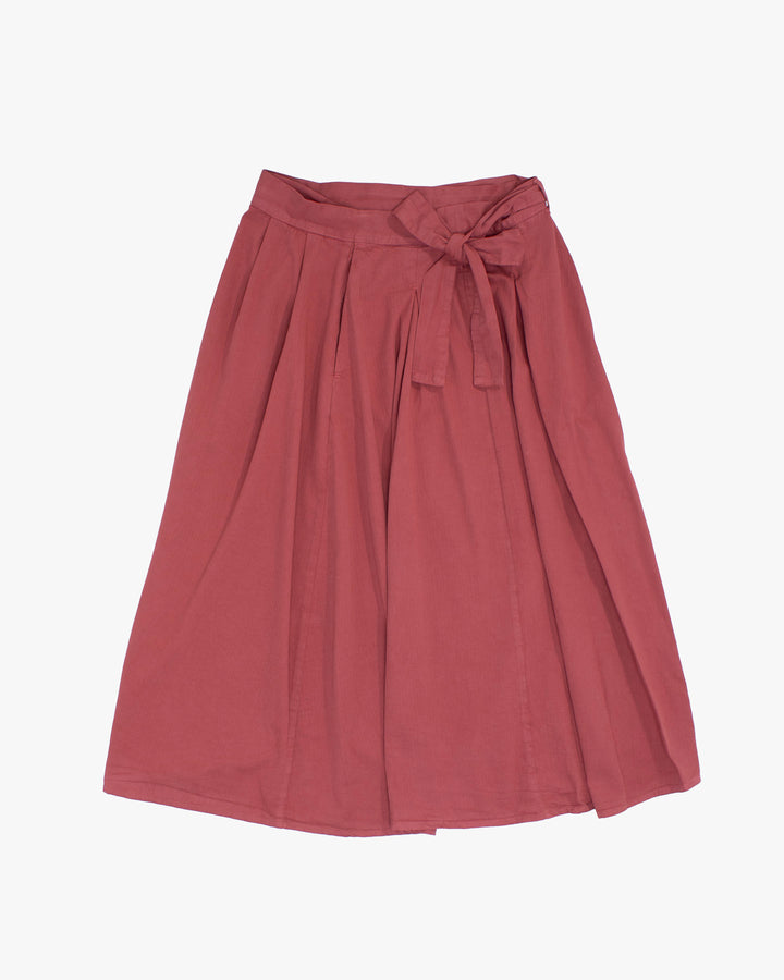 Prospective Flow Wrap Skirt, Kyu, Red Wine Herringbone