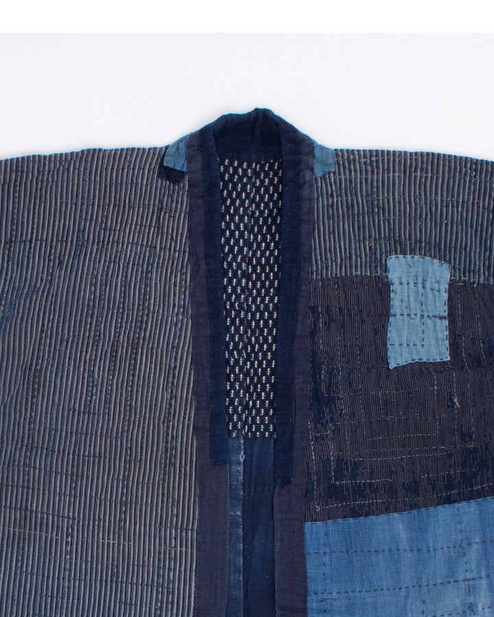 Vintage Noragi Jacket, Reversible, Boro Patched and Sashiko Stitched