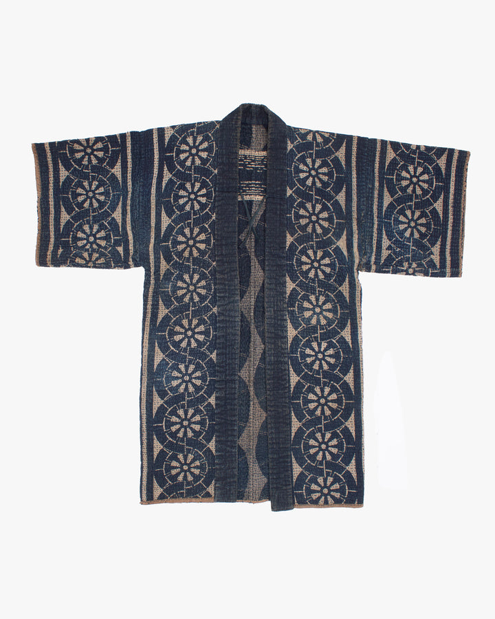 Vintage Hikeshi Robe with Gloves, Fully Sashiko-Stitched, Ichi