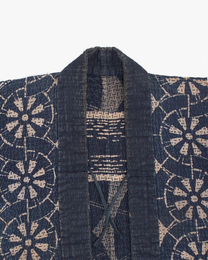 Vintage Hikeshi Robe with Gloves, Fully Sashiko-Stitched, Ichi