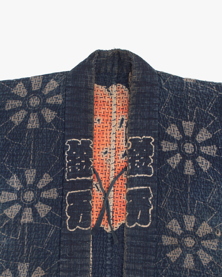 Vintage Hikeshi Robe with Gloves, Fully Sashiko-Stitched, Ichi