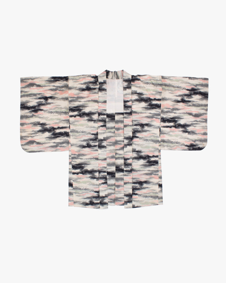 Vintage Haori Jacket, Meisen Unmu, Cream Pink Grey and Sage