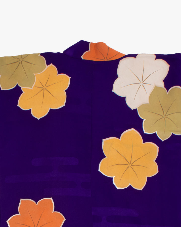 Vintage Haori Jacket, Purple with Multi Colored Momiji