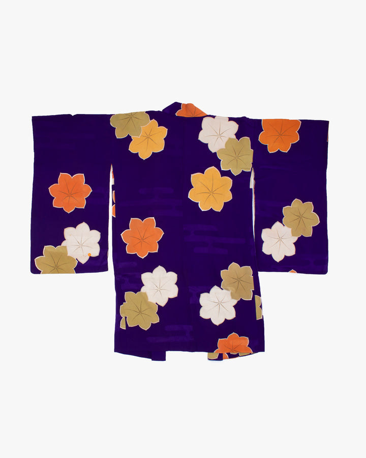 Vintage Haori Jacket, Purple with Multi Colored Momiji