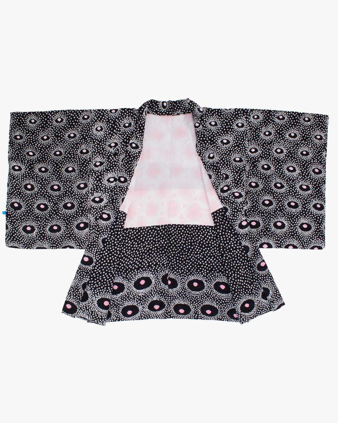 Vintage Haori Jacket, Full Shibori, Black and Pink Kanoko