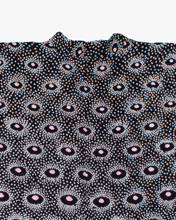 Vintage Haori Jacket, Full Shibori, Black and Pink Kanoko