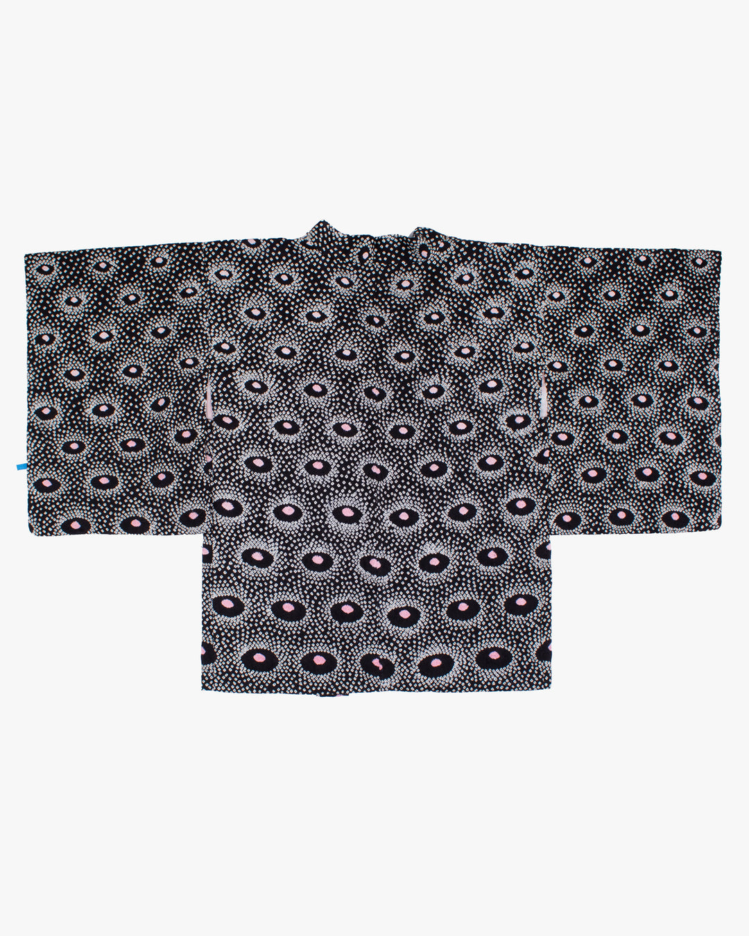 Vintage Haori Jacket, Full Shibori, Black and Pink Kanoko