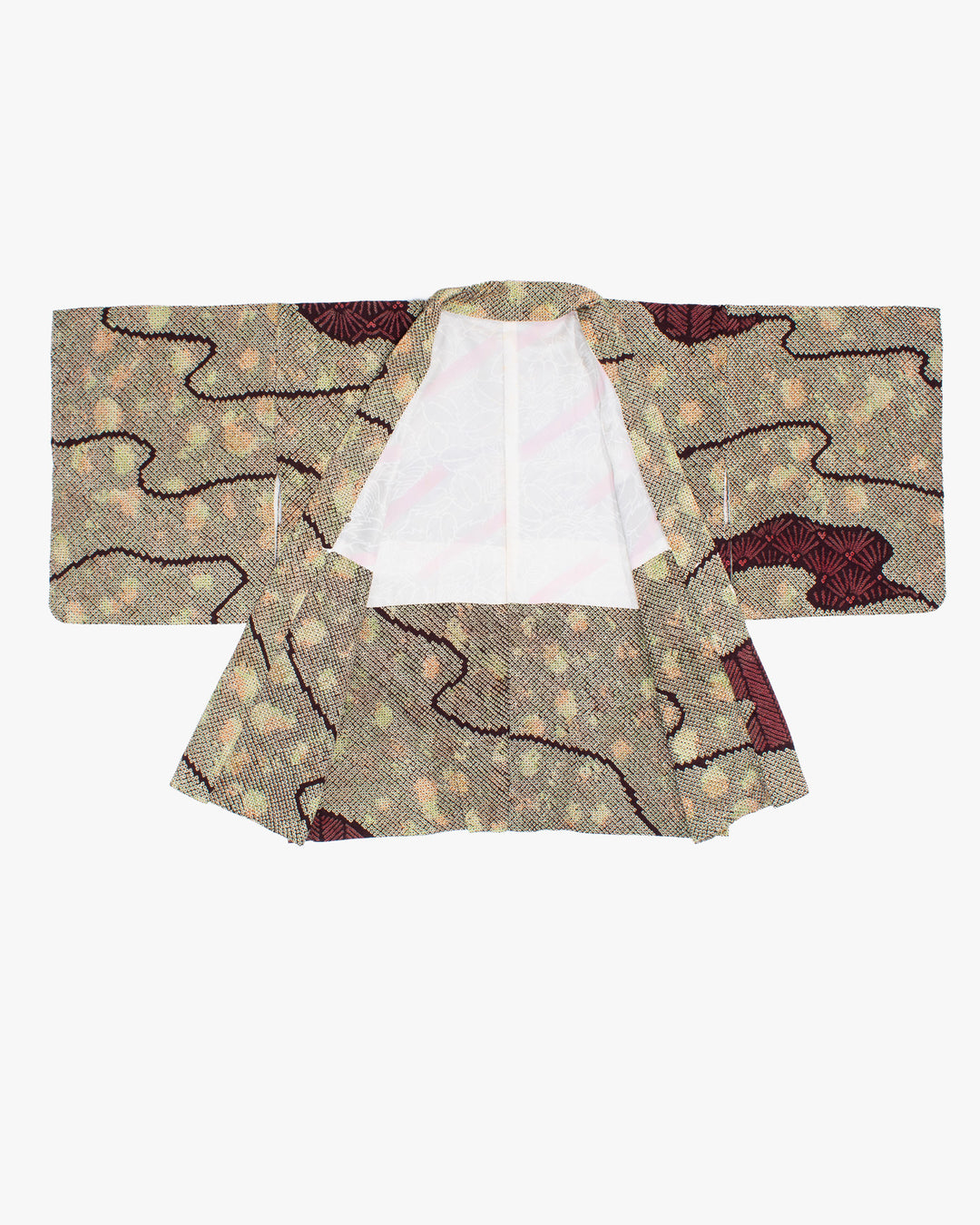 Vintage Haori Jacket, Full Shibori, Matsubishi, Green Black and Red