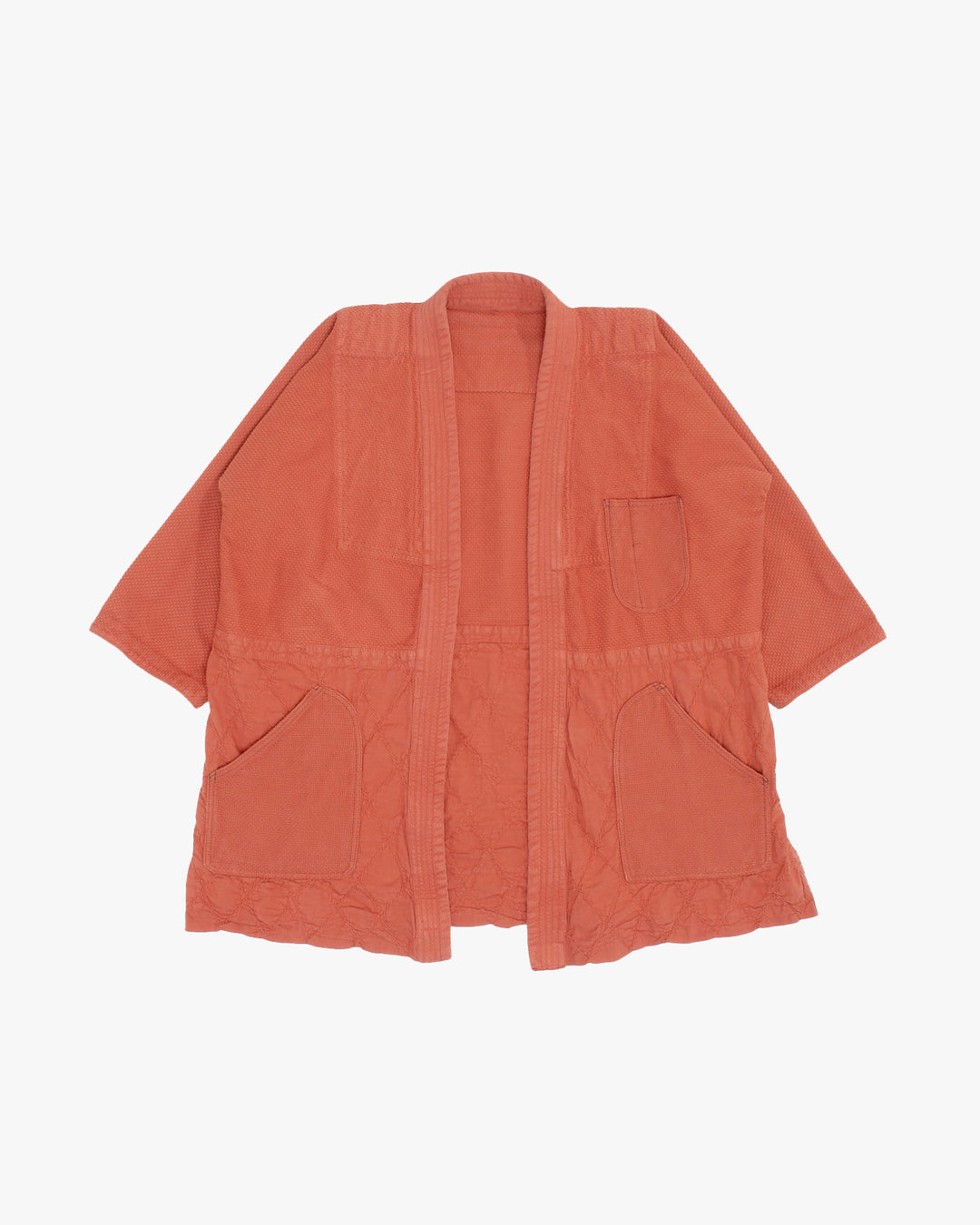 Kiriko Custom Dyed Kendogi Jacket with Pockets, Kakishibu, Sashiori Style B