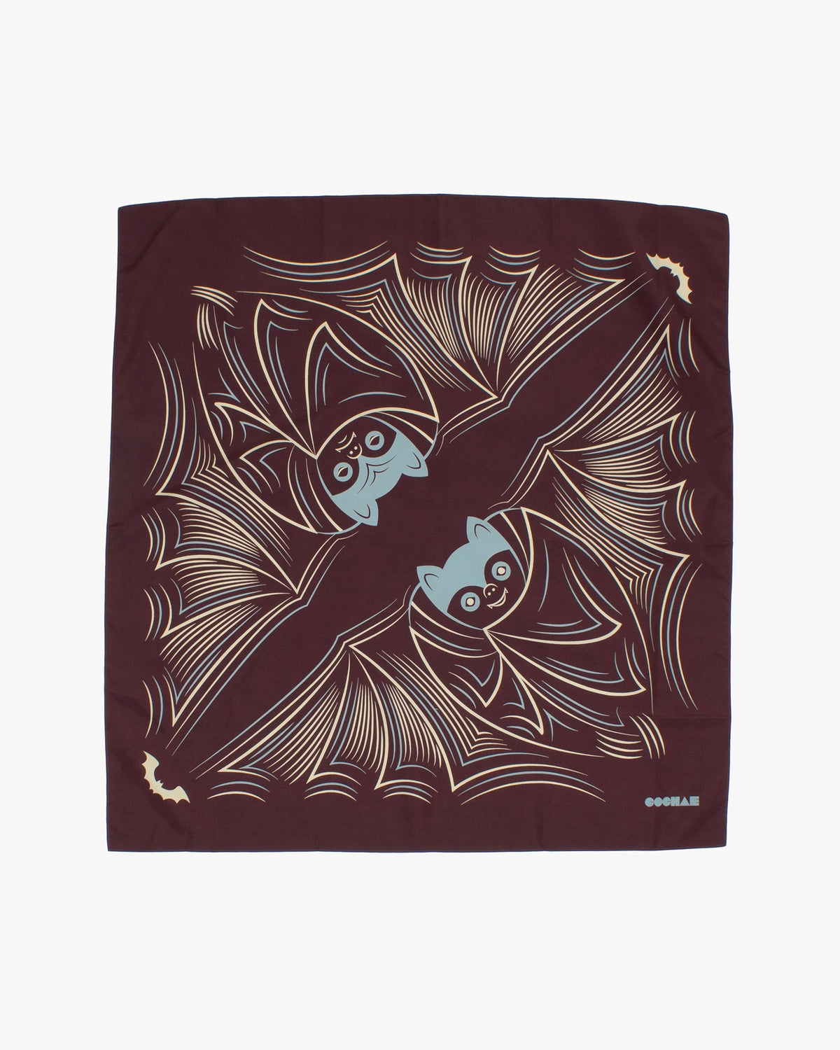 Modern Furoshiki, Musubi, Aquadrop, Water Repellent, Bat on Dark Brown, 27.5" x 27.5"