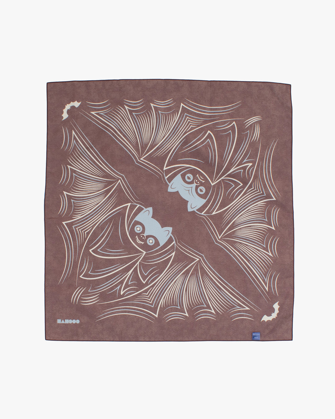 Modern Furoshiki, Musubi, Aquadrop, Water Repellent, Bat on Dark Brown, 27.5" x 27.5"