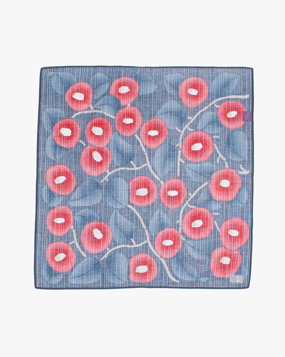 Modern Furoshiki, Musubi, Yumeji Takehisa, Camellia Bordeaux, Dark Gray and Red, 19 x 19