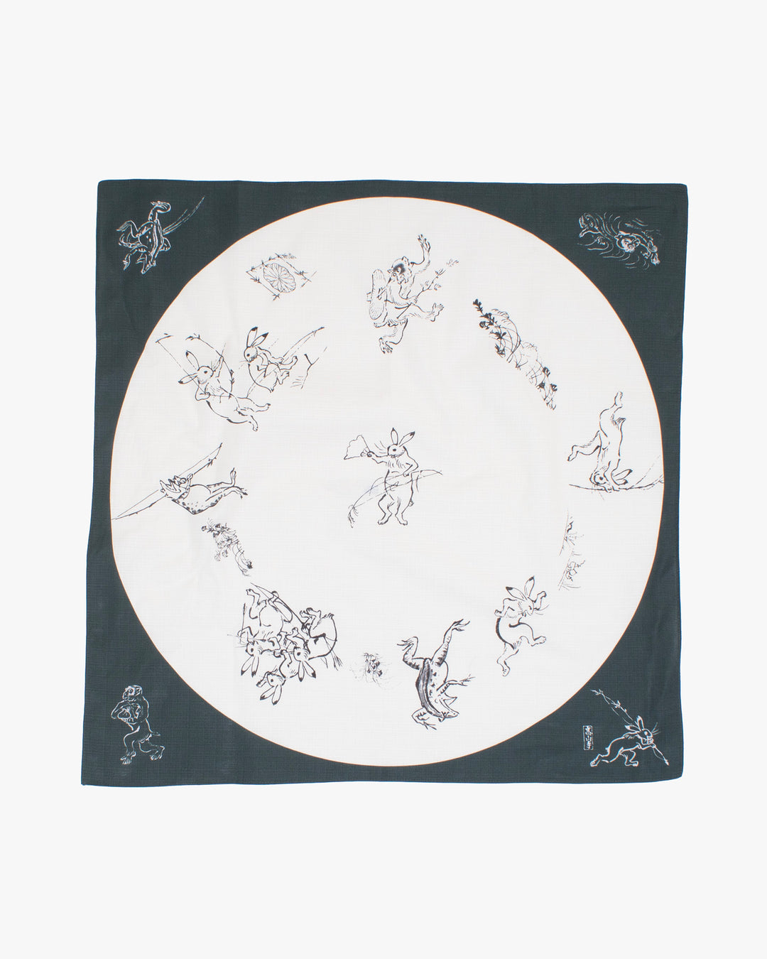 Modern Furoshiki, Musubi, Organic Cotton, Rabbit Chasing Frog