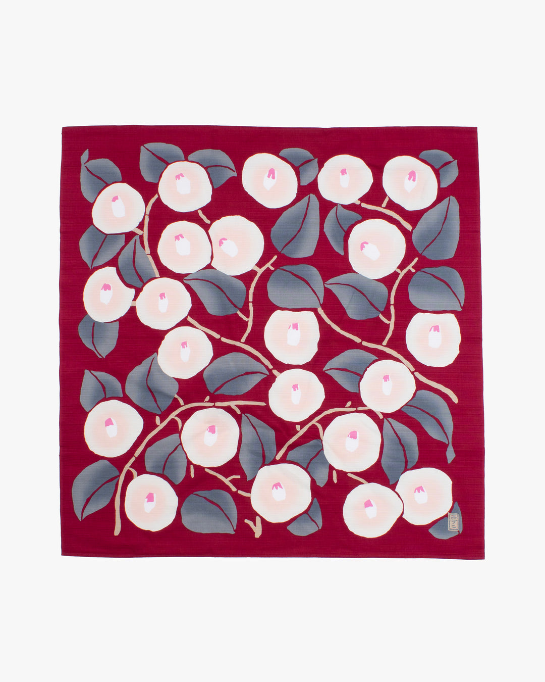 Modern Furoshiki, Musubi, Organic Cotton, Burgundy Camellia