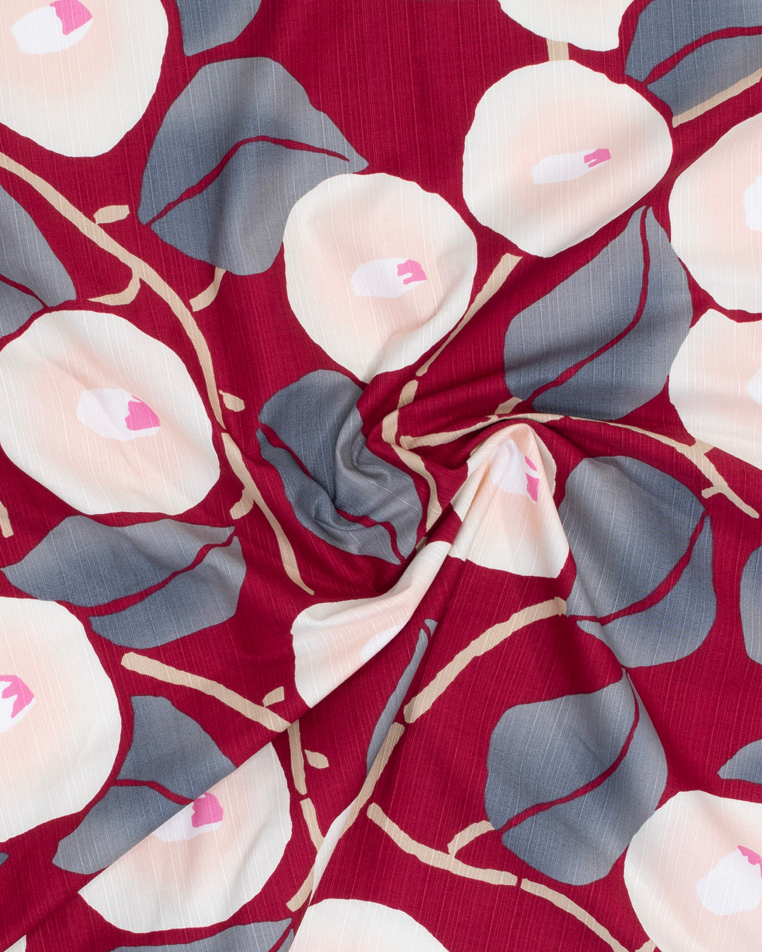 Modern Furoshiki, Musubi, Organic Cotton, Burgundy Camellia