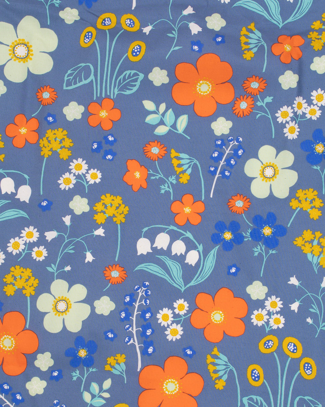 Modern Furoshiki, Musubi, Organic Cotton, Flower Garden by Adeline- Gray Navy39.5" x 39.5"
