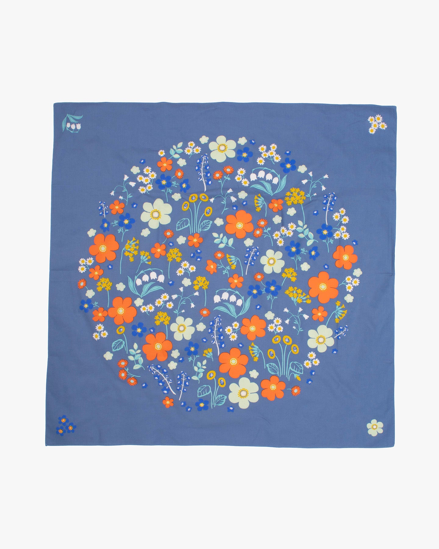 Modern Furoshiki, Musubi, Organic Cotton, Flower Garden by Adeline- Gray Navy39.5" x 39.5"
