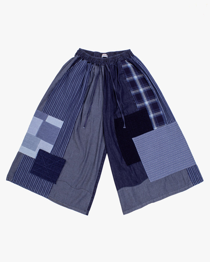 Kiriko Custom Wide Leg Pants, Washed Indigo Patched, Ver 4
