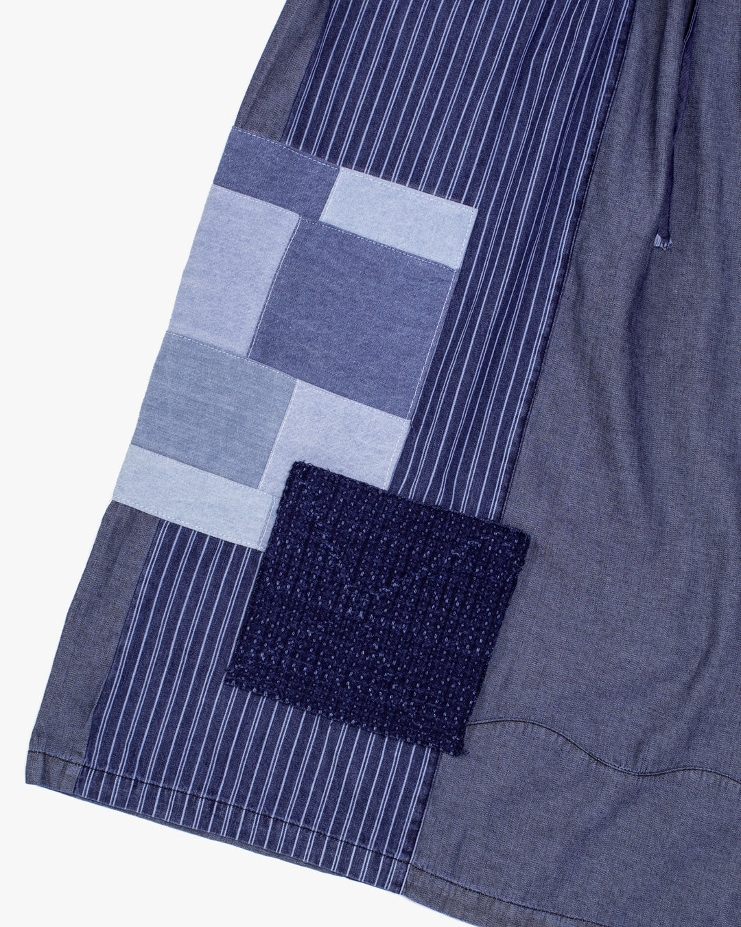 Kiriko Custom Wide Leg Pants, Washed Indigo Patched, Ver 4