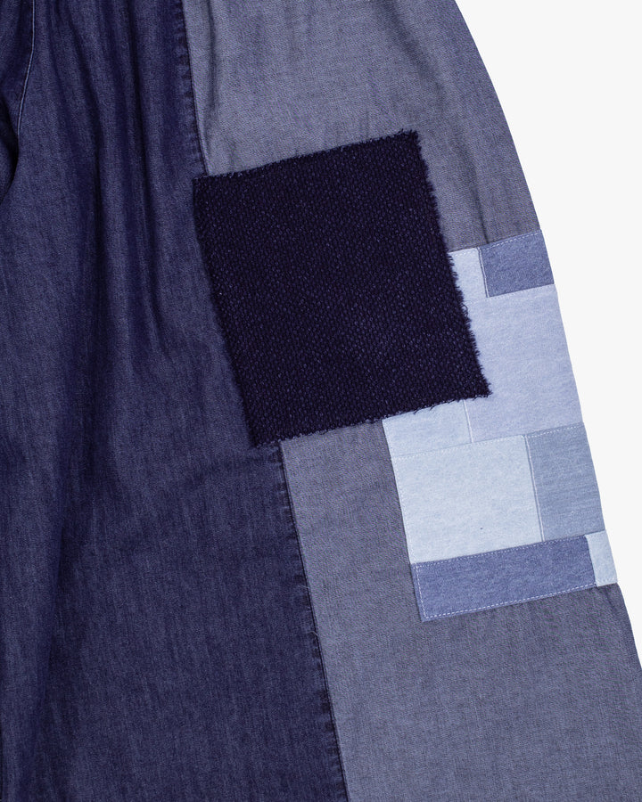 Kiriko Custom Wide Leg Pants, Washed Indigo Patched, Ver 4