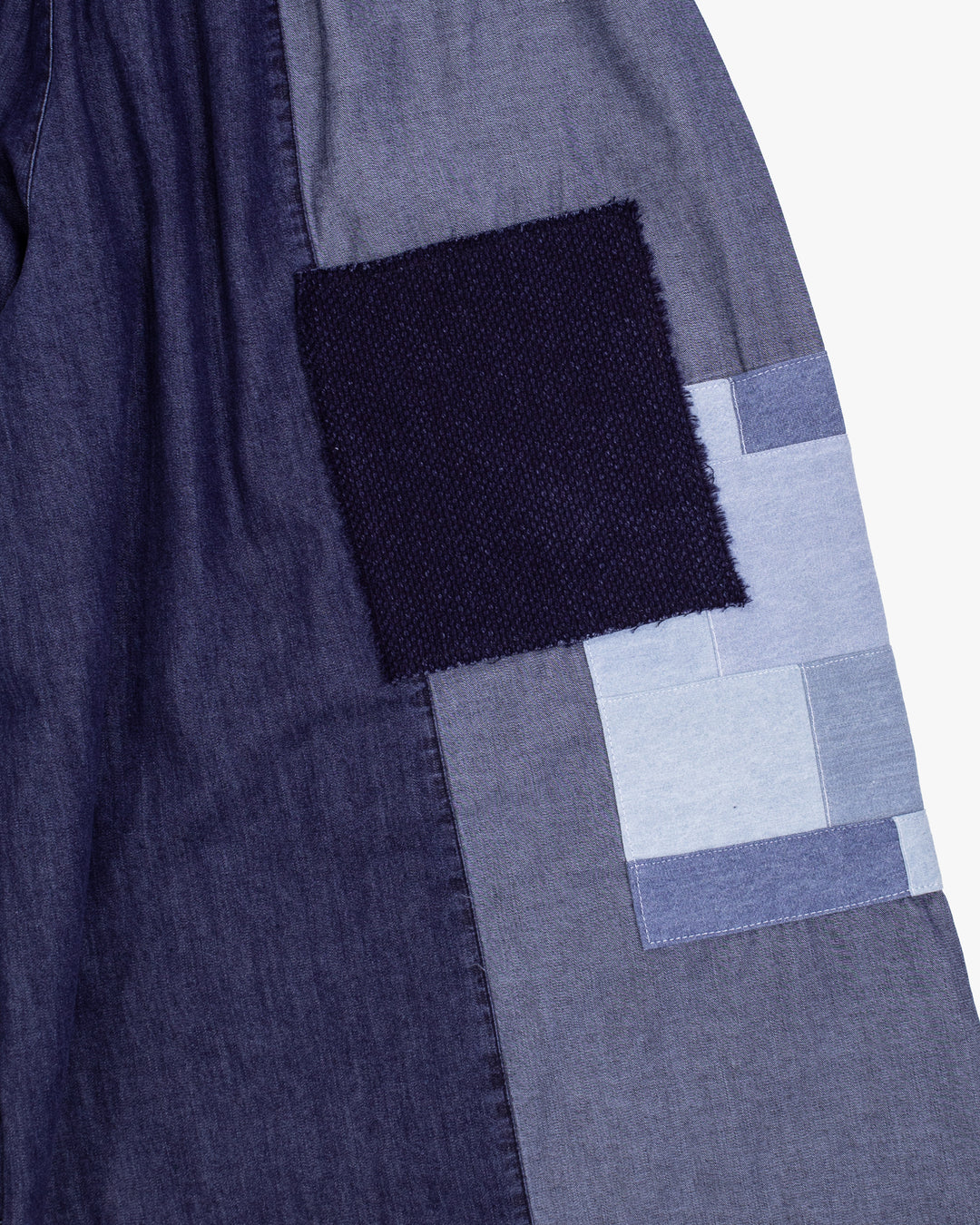 Kiriko Custom Wide Leg Pants, Washed Indigo Patched, Ver 4