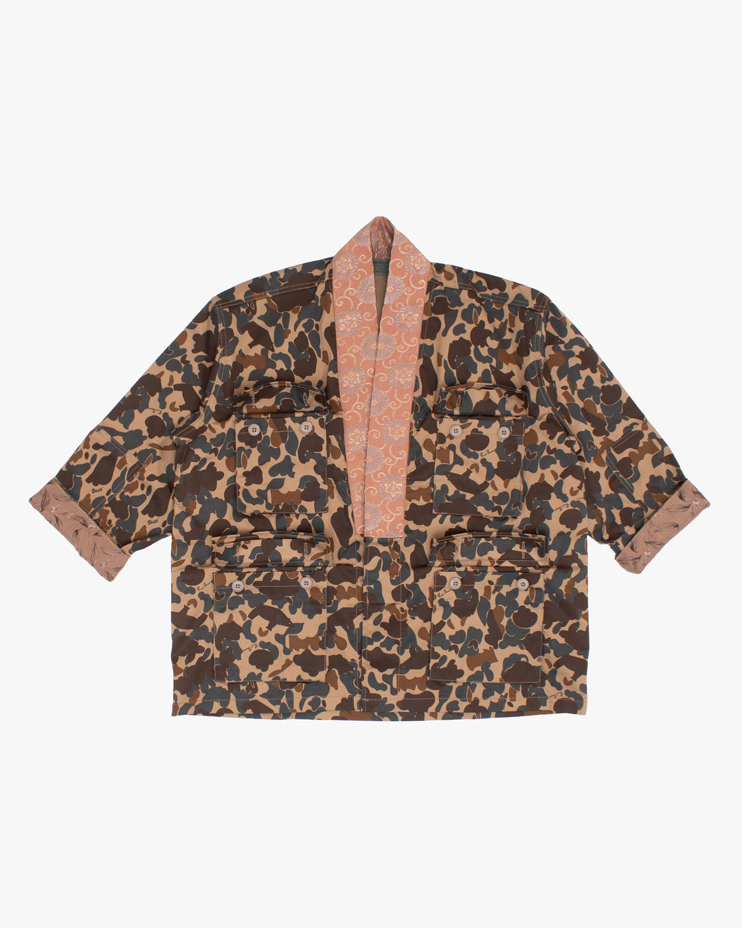 Kiriko Custom Military Jacket, Camo Patched, Pink Trim
