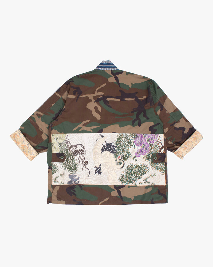 Kiriko Custom Military Jacket, Camo Patched, Blue Trim