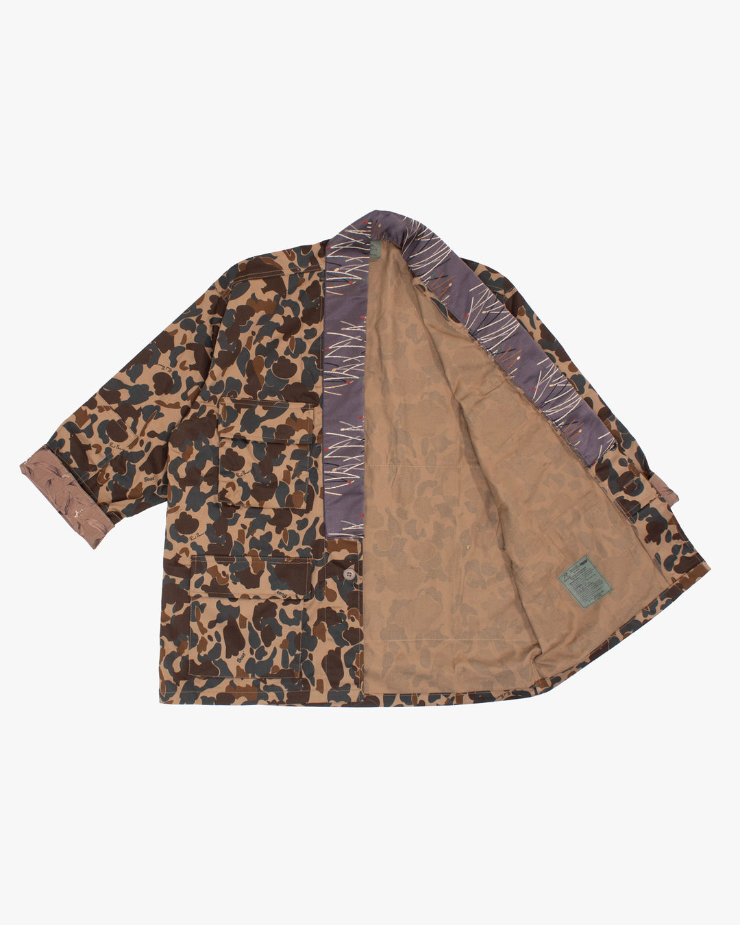 Kiriko Custom Military Jacket, Camo Patched, Purple Trim