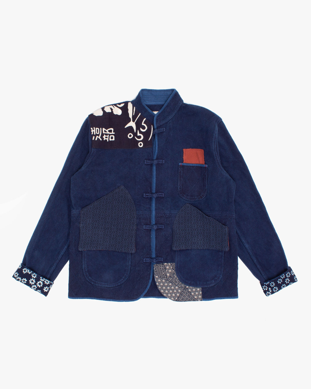 Kiriko Custom Patched Sashiko Mandarin Collar Jacket