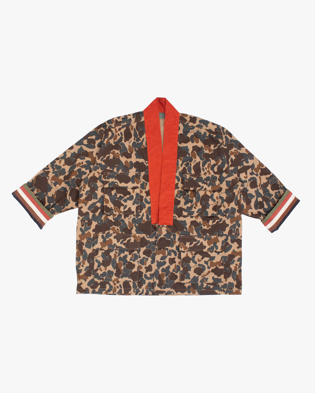Kiriko Custom Military Jacket, Camo Patched, Orange Trim