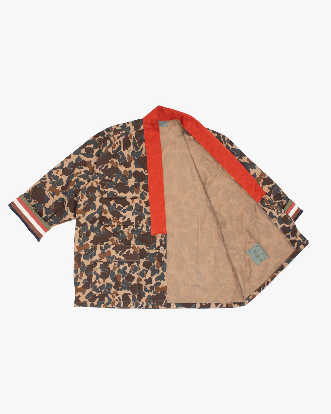 Kiriko Custom Military Jacket, Camo Patched, Orange Trim