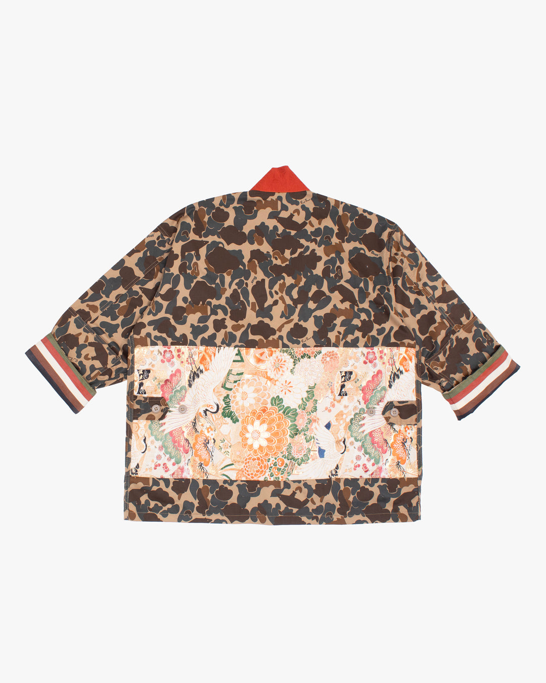Kiriko Custom Military Jacket, Camo Patched, Orange Trim