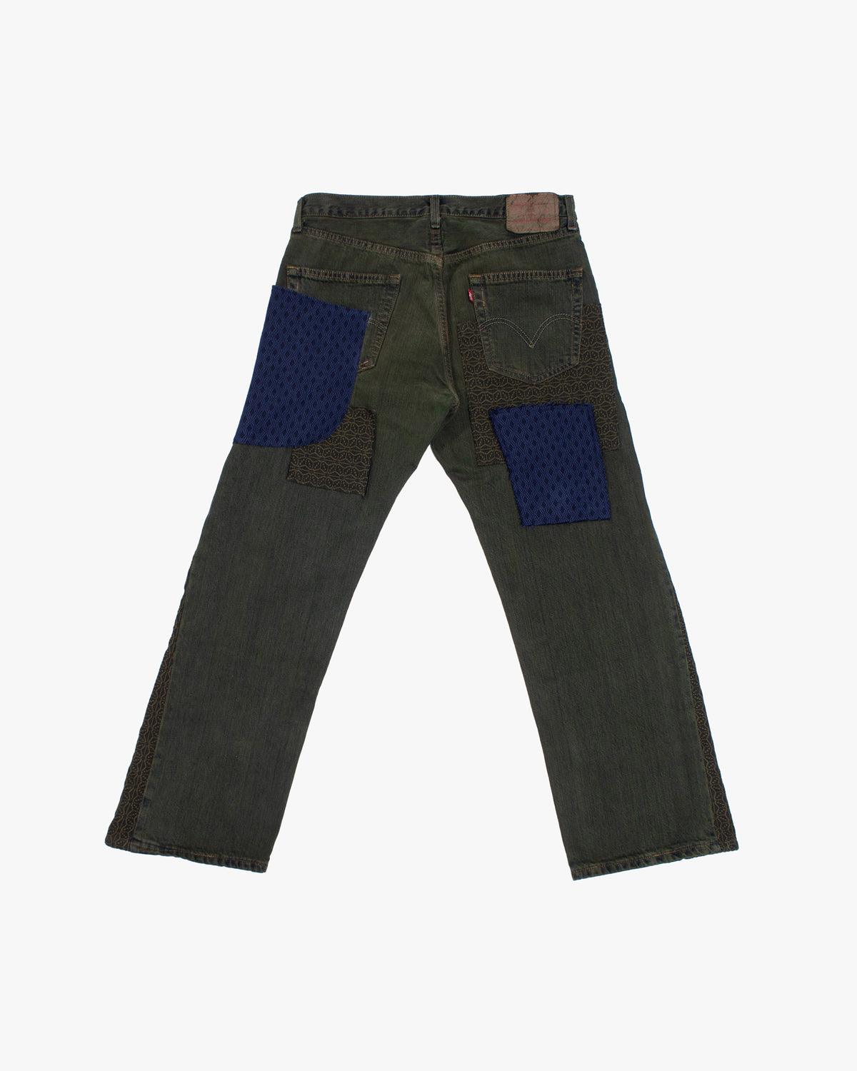 Kiriko Custom Denim Jeans, Asanoha Inlay, Levi's Brand, Moss Green