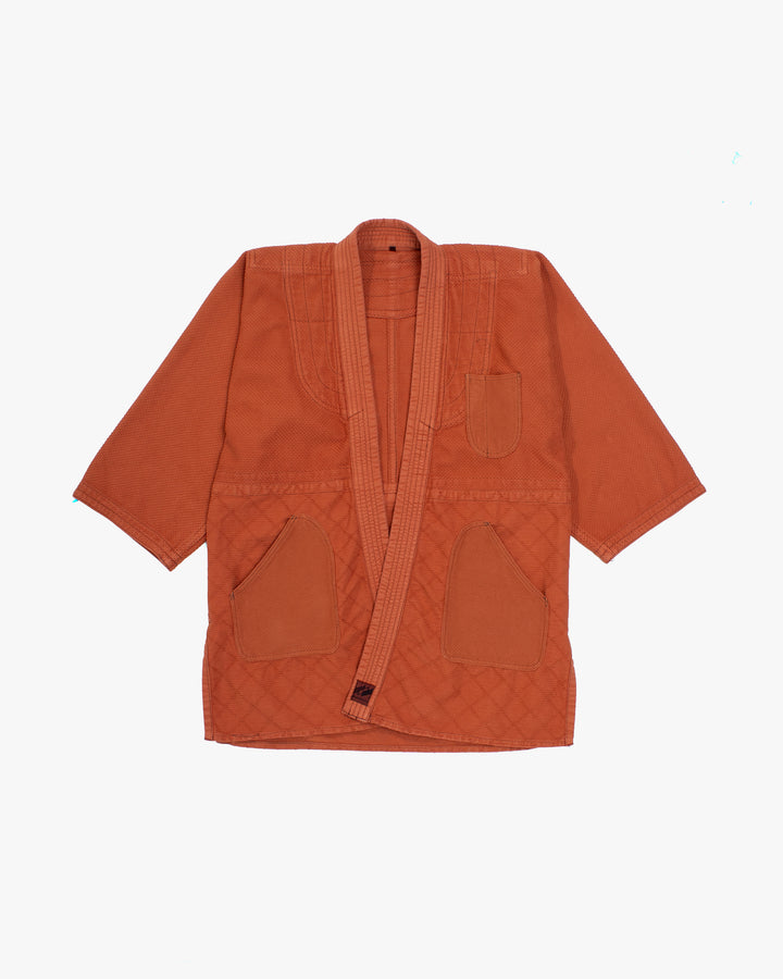 Kiriko Custom Dyed Kendogi Jacket with Pockets, Kakishibu, Sashiori Style A
