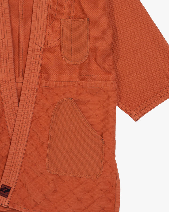 Kiriko Custom Dyed Kendogi Jacket with Pockets, Kakishibu, Sashiori Style A