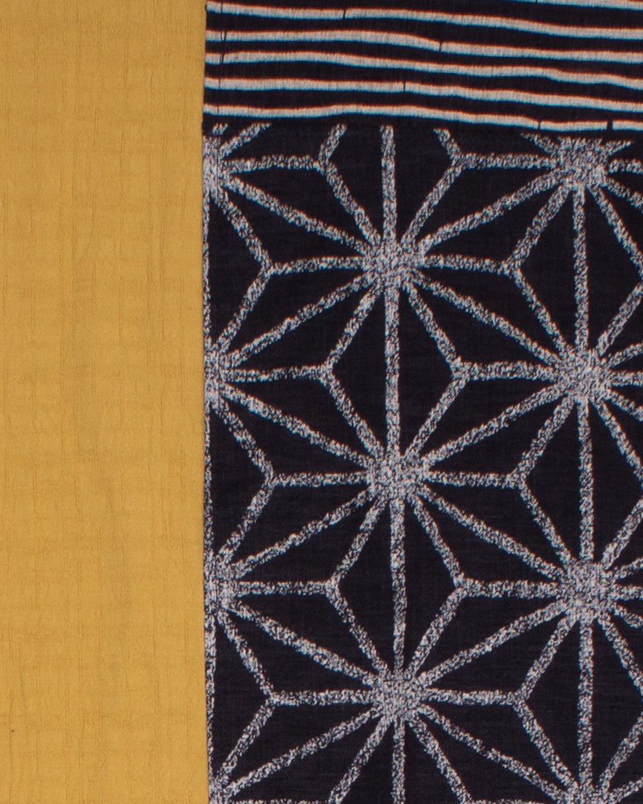 Kiriko Original Modern Patchwork Scarf, Large Black Asanoha with Shima